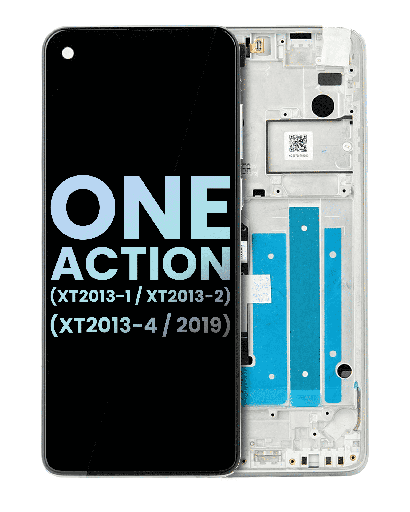 LCD Assembly With Frame Compatible For Motorola One Action (XT2013-1/XT2013-2/XT2013-4/2019) (Genuine OEM) (White)