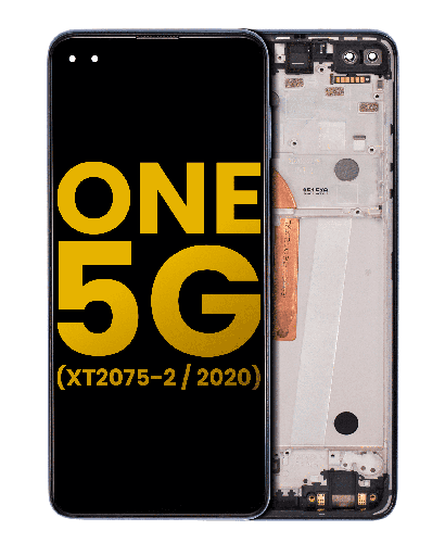 LCD Assembly With Frame Compatible For Motorola One 5G (XT2075-2/2020) (Refurbished) (Surfing Blue)