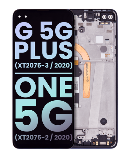 LCD Assembly With Frame Compatible For Motorola Moto G 5G Plus (XT2075/2020)/One 5G (XT2075/2020) (Genuine OEM) (Surfing Blue)