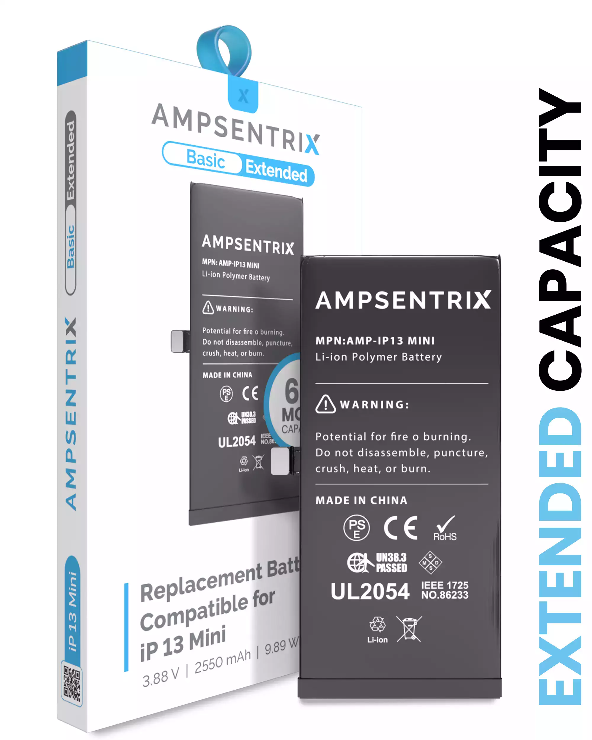 Replacement Battery Compatible For iPhone 13 Mini (AmpSentrix Basic Extended)