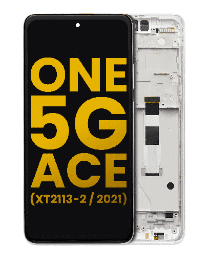 LCD Assembly With Frame Compatible For Motorola One 5G Ace (XT2113-2/2021) (Refurbished) (Frosted Silver)