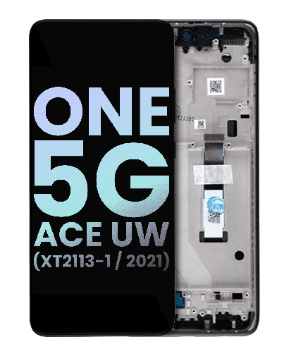 LCD Assembly With Frame Compatible For Motorola One 5G Ace UW (XT2113-1/2021) (Genuine OEM) (Volcanic Grey)