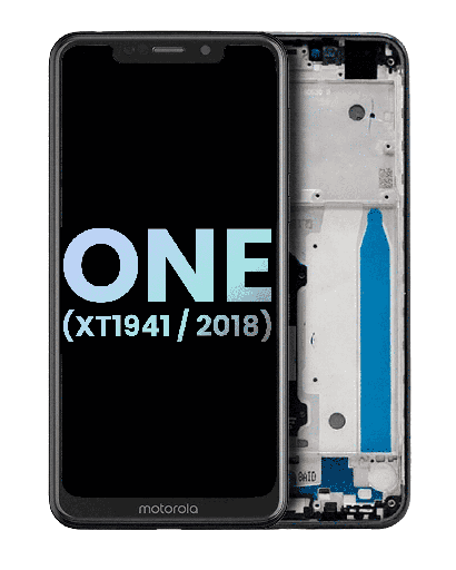 LCD Assembly With Frame Compatible For Motorola One (XT1941/2018) (Genuine OEM) (Black)