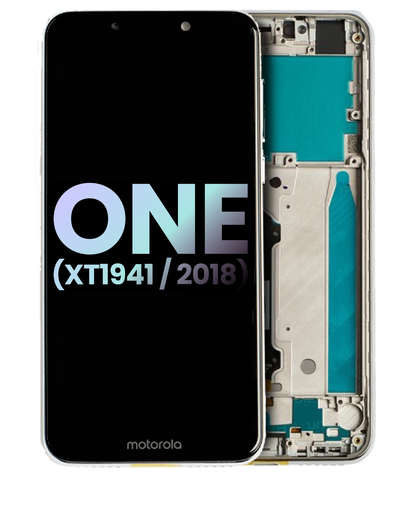 LCD Assembly With Frame Compatible For Motorola One (XT1941/2018) (Genuine OEM) (White)
