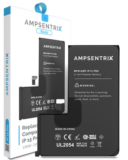 Replacement Battery Compatible For iPhone 15 Pro (AmpSentrix) (Basic)