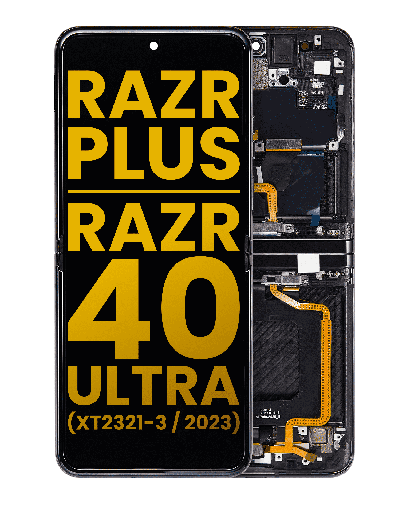 Main OLED Assembly With Frame Compatible For Motorola Moto Razr Plus/Razr 40 Ultra (XT2321-3/2023) (Refurbished) (Infinite Black)