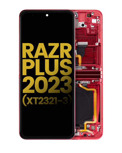 Main OLED Assembly With Frame Compatible For Motorola Moto Razr Plus/Razr 40 Ultra (XT2321-3/2023) (Refurbished) (Viva Magenta)