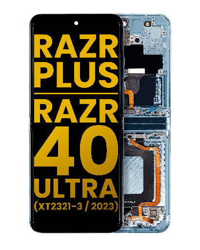 Main OLED Assembly With Frame Compatible For Motorola Moto Razr Plus/Razr 40 Ultra (XT2321-3/2023) (Refurbished) (Glacier Blue)