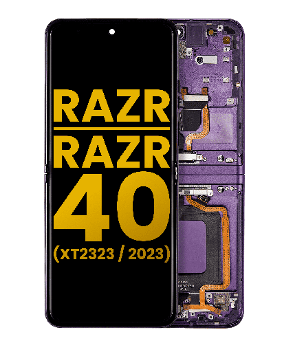 Main OLED Assembly With Frame Compatible For Motorola Razr/Razr 40 (XT2323/2023) (Refurbished) (Summer Lilac)
