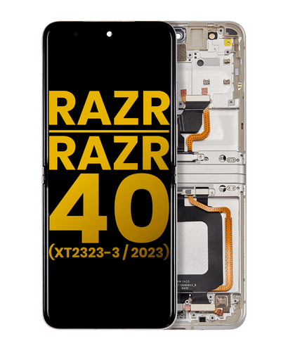 OLED Assembly With Frame Compatible For Motorola Moto Razr/Razr 40 (XT2323-3/2023) (Refurbished) (Vanilla Cream)