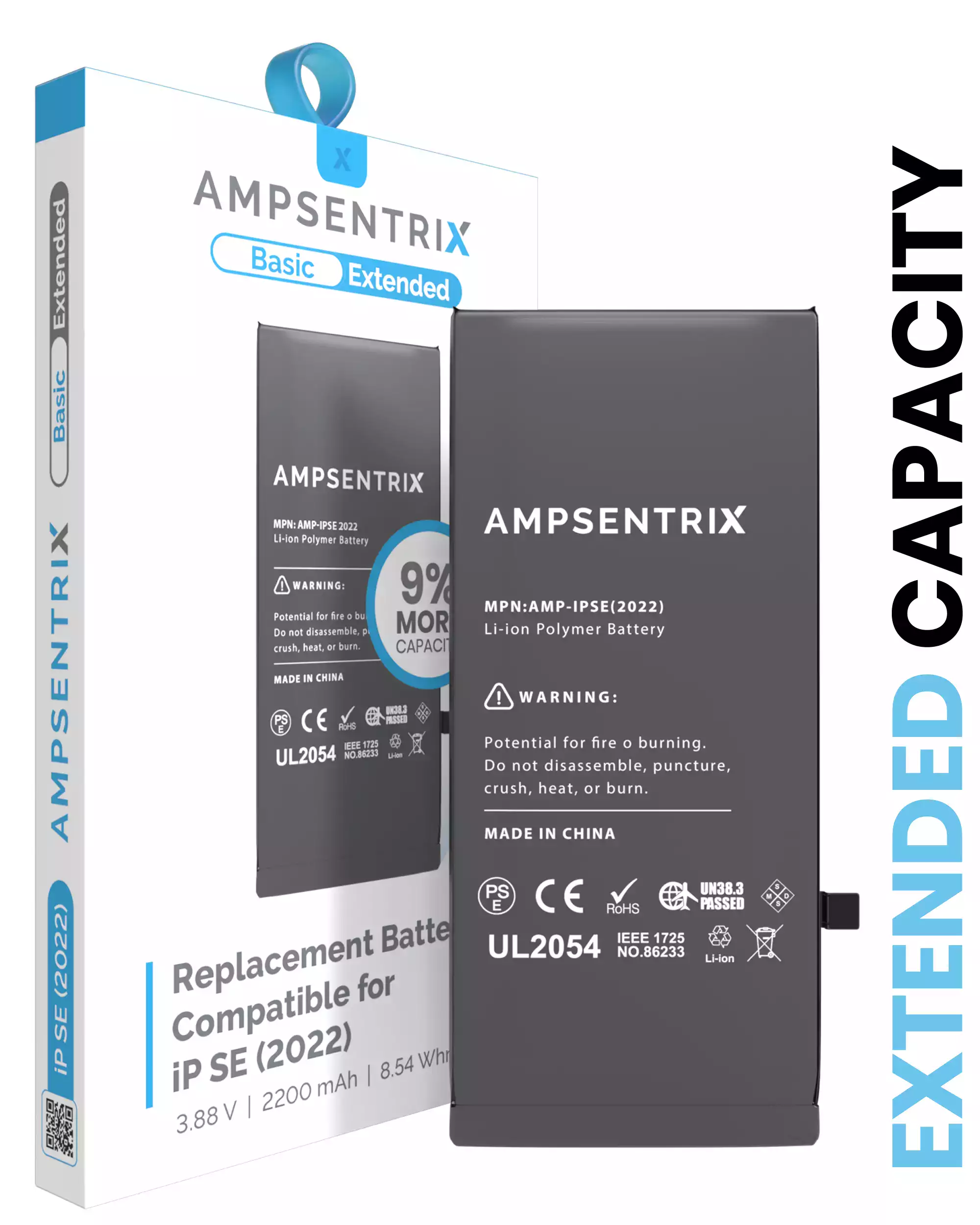 Replacement Battery Compatible For iPhone SE (2022) (AmpSentrix Basic Extended)