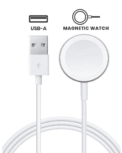 USB-A Magnetic Watch Charging Cable (3.3 ft.) For All Watch Series (OEM Pull Grade: A)