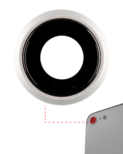 Back Camera Lens With Bracket &amp; Bezel Compatible For iPhone 8 / SE (2020) / SE (2022) (Aftermarket Plus) (Silver) (10 Pack)