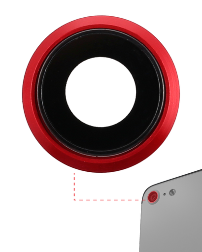 Back Camera Lens With Bracket &amp; Bezel Compatible For iPhone 8 / SE (2020) / SE (2022) (Red) (10 Pack) (Real Sapphire l Premium)