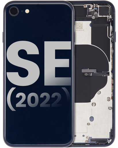 Back Housing W/ Small Components Pre-Installed Compatible For iPhone SE (2022) (Used OEM Pull: Grade C) (Midnight)