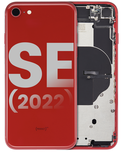 Back Housing W/ Small Components Pre-Installed Compatible For iPhone SE (2022) (Used OEM Pull: Grade B) (Red)
