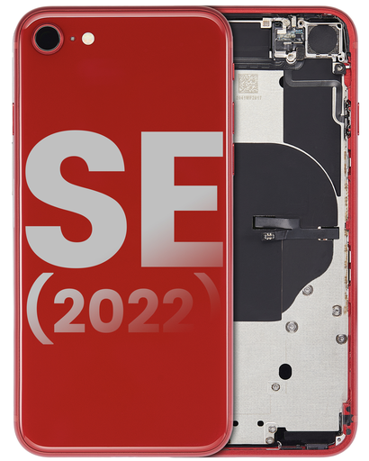 Back Housing W/ Small Components Pre-Installed Compatible For iPhone SE (2022) (Used OEM Pull: Grade A) (Red)