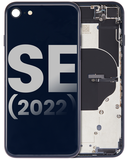 Back Housing W/ Small Components Pre-Installed Compatible For iPhone SE (2022) (Used OEM Pull: Grade A) (Midnight)