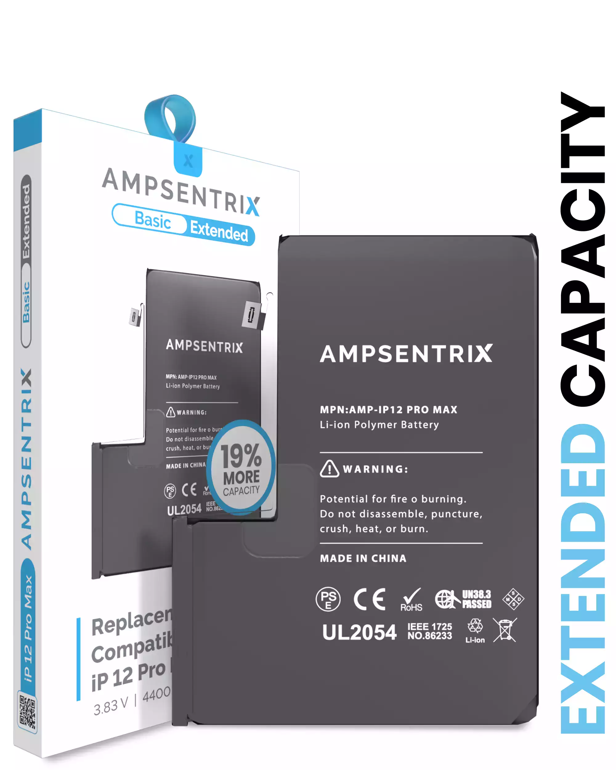 Replacement Battery Compatible For iPhone 12 Pro Max (AmpSentrix Basic Extended)