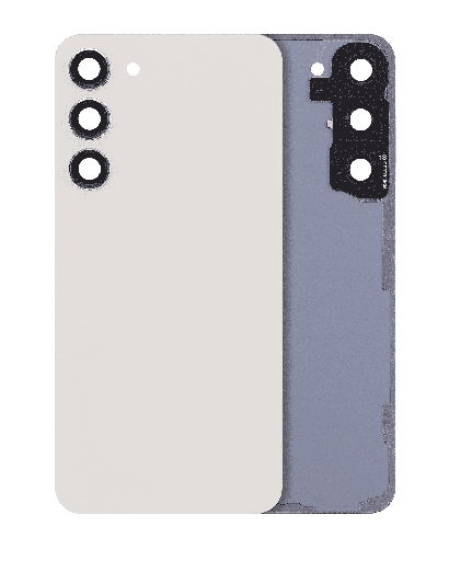 Back Cover Glass With Camera Lens Compatible For Samsung Galaxy S23 Plus 5G (No Logo) (Aftermarket Plus) (Cream)