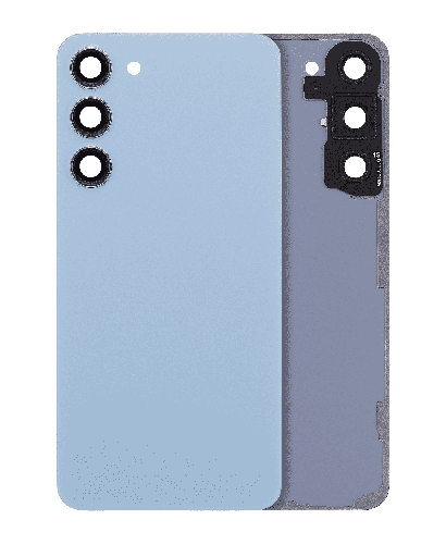 Back Cover Glass With Camera Lens Compatible For Samsung Galaxy S23 Plus 5G (No Logo) (Aftermarket Plus) (Blue)