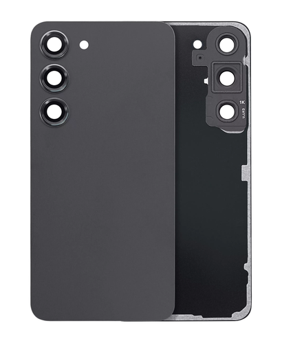 Back Cover Glass With Camera Lens Compatible For Samsung Galaxy S23 5G (No Logo) (Aftermarket Plus) (Phantom Black)