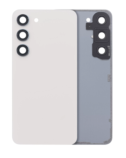 Back Cover Glass With Camera Lens Compatible For Samsung Galaxy S23 5G (No Logo) (Aftermarket Plus) (Cream)