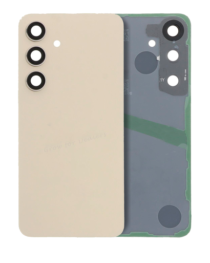 Back Cover Glass With Camera Lens Compatible For Samsung Galaxy S24 5G (No Logo) (Aftermarket Plus) (Amber Yellow)
