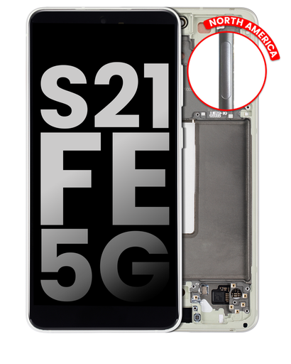 OLED Assembly With Frame Compatible For Samsung Galaxy S21 FE 5G (US &amp; International) (Used OEM Pull: Grade A)(Olive)