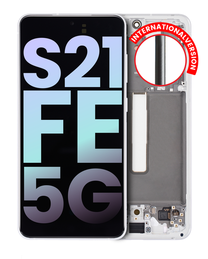 OLED Assembly With Frame Compatible For Samsung Galaxy S21 FE 5G (US &amp; International Version) (Service Pack) (White)