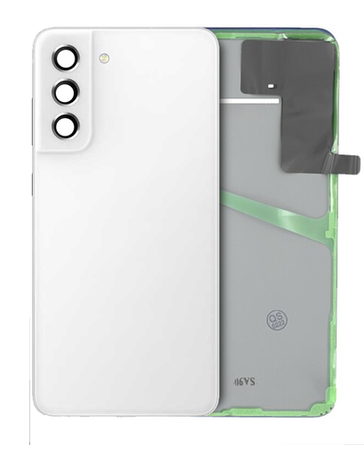 Back Cover Glass With Camera Lens Compatible For Samsung Galaxy S21 FE (Service Pack) (White)