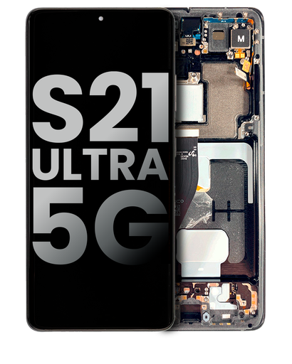 OLED Assembly With Frame Compatible For Samsung Galaxy S21 Ultra 5G (Used OEM Pull: Grade B/C) (Phantom Silver)