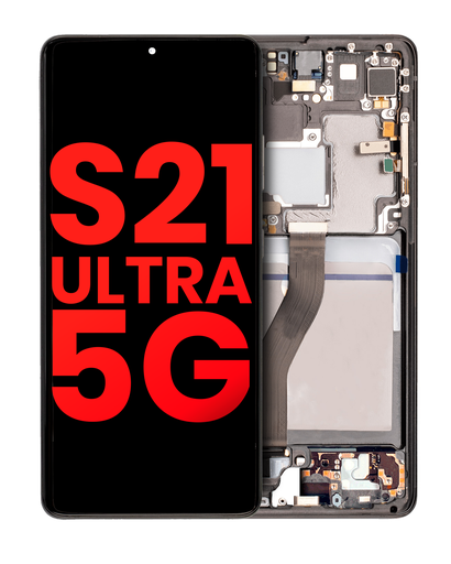 OLED Assembly With Frame Compatible For Samsung Galaxy S21 Ultra 5G (Aftermarket Plus) (Phantom Black)