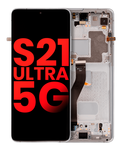 OLED Assembly With Frame Compatible For Samsung Galaxy S21 Ultra 5G (Aftermarket Plus) (Phantom Silver)