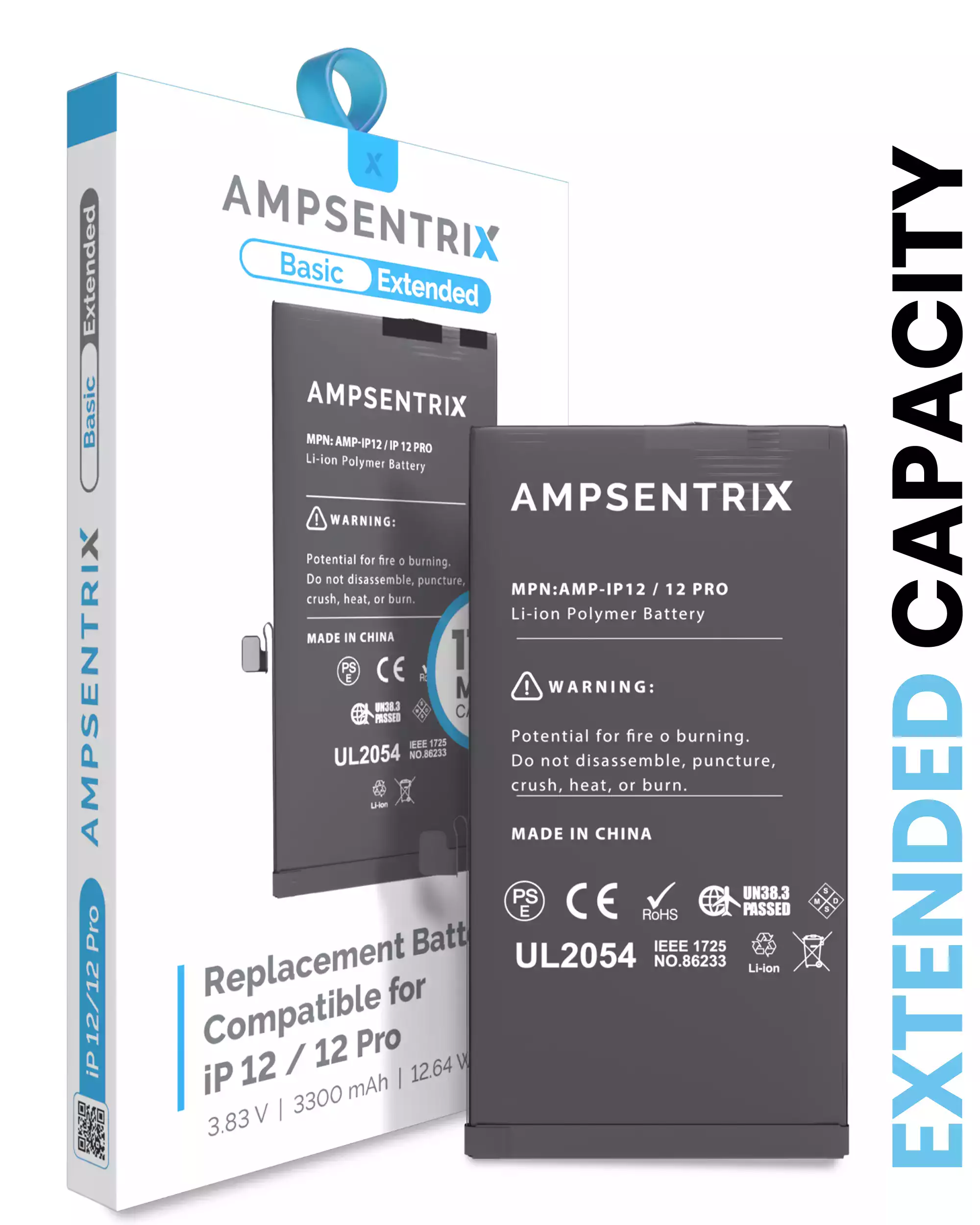 Replacement Battery Compatible For iPhone 12 / 12 Pro (AmpSentrix Basic Extended)