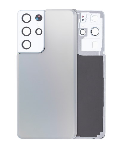 Back Cover Glass With Camera Lens Compatible For Samsung Galaxy S21 Ultra (Service Pack) (Phantom silver)