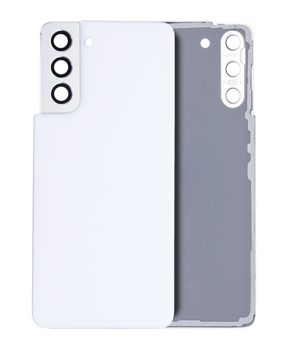 Back Cover Glass With Camera Lens Compatible For Samsung Galaxy S21 5G (No Logo) (Aftermarket Plus) (Phantom White)