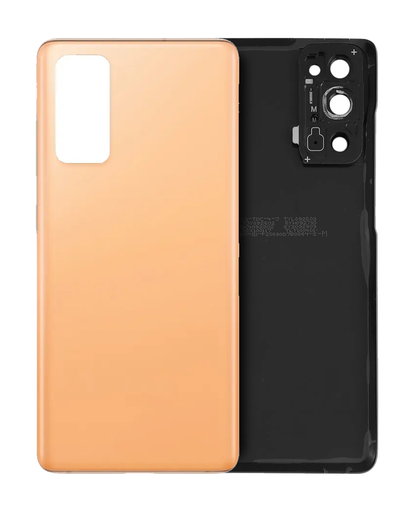 Back Cover Glass With Camera Lens Compatible For Samsung Galaxy S20 FE (Service Pack) (Cloud Orange)