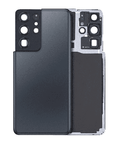 Back Cover Glass With Camera Lens Compatible For Samsung Galaxy S21 Ultra (No Logo) (Aftermarket Plus) (Phantom Navy)