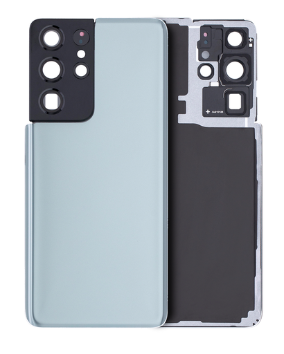 Back Cover Glass With Camera Lens Compatible For Samsung Galaxy S21 Ultra (No Logo) (Aftermarket Plus) (Phantom Titanium)