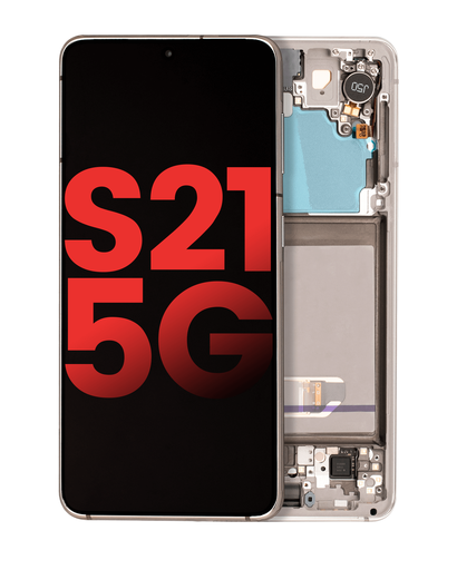 OLED Assembly With Frame Compatible For Samsung Galaxy S21 5G (Aftermarket Plus) (Phantom White)