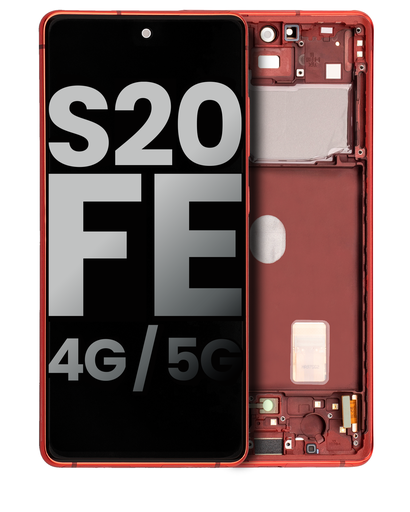 OLED Assembly With Frame Compatible For Samsung Galaxy S20 FE 4G / 5G (Used OEM Pull: Grade A) (Cloud Red)