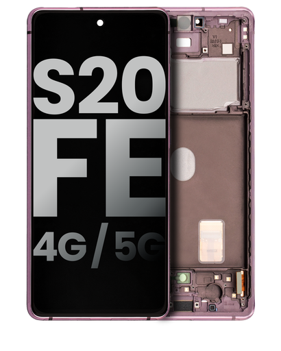 OLED Assembly With Frame Compatible For Samsung Galaxy S20 FE 4G / 5G (Used OEM Pull: Grade A) (Cloud Lavender)