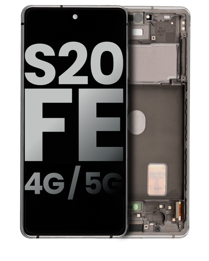 OLED Assembly With Frame Compatible For Samsung Galaxy S20 FE 4G / 5G (Used OEM Pull: Grade A) (Cloud White)
