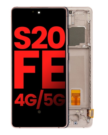 OLED Assembly With Frame Compatible For Samsung Galaxy S20 FE 4G / 5G (Aftermarket Plus) (Cloud Orange)