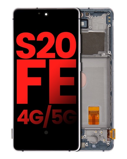 OLED Assembly With Frame Compatible For Samsung Galaxy S20 FE 4G / 5G (Aftermarket Plus) (Cloud White)