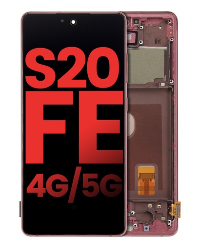 OLED Assembly With Frame Compatible For Samsung Galaxy S20 FE 4G / 5G (Aftermarket Plus) (Cloud Red)