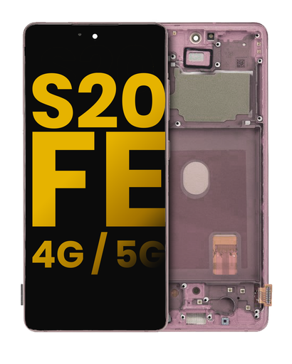 OLED Assembly With Frame Compatible For Samsung Galaxy S20 FE (5G Only) (Refurbished) (Cloud Lavender) (R8 Version)
