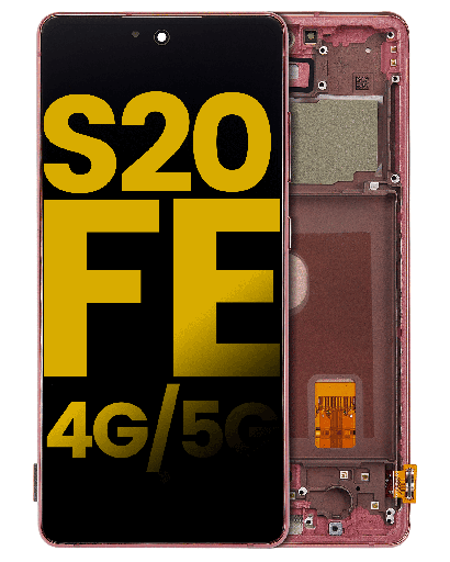 OLED Assembly With Frame Compatible For Samsung Galaxy S20 FE (5G Only) (Refurbished) (Cloud Red) (R8 Version)
