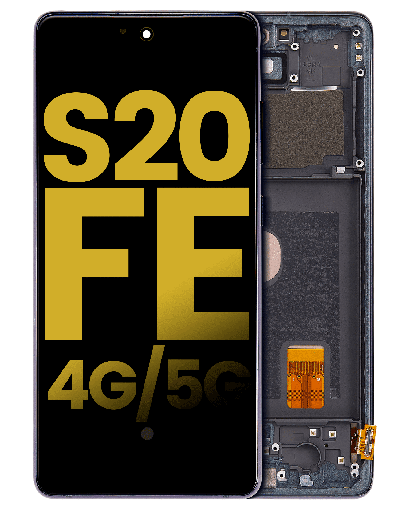OLED Assembly With Frame Compatible For Samsung Galaxy S20 FE (5G Only) (Refurbished) (Cloud Navy) (R8 Version)